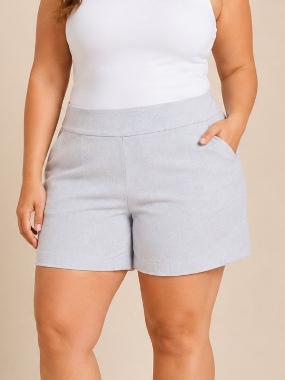 Hilary Radley Women Gray Pull-On Bermuda Shorts Stretch Mid-Rise Pinstripe XL